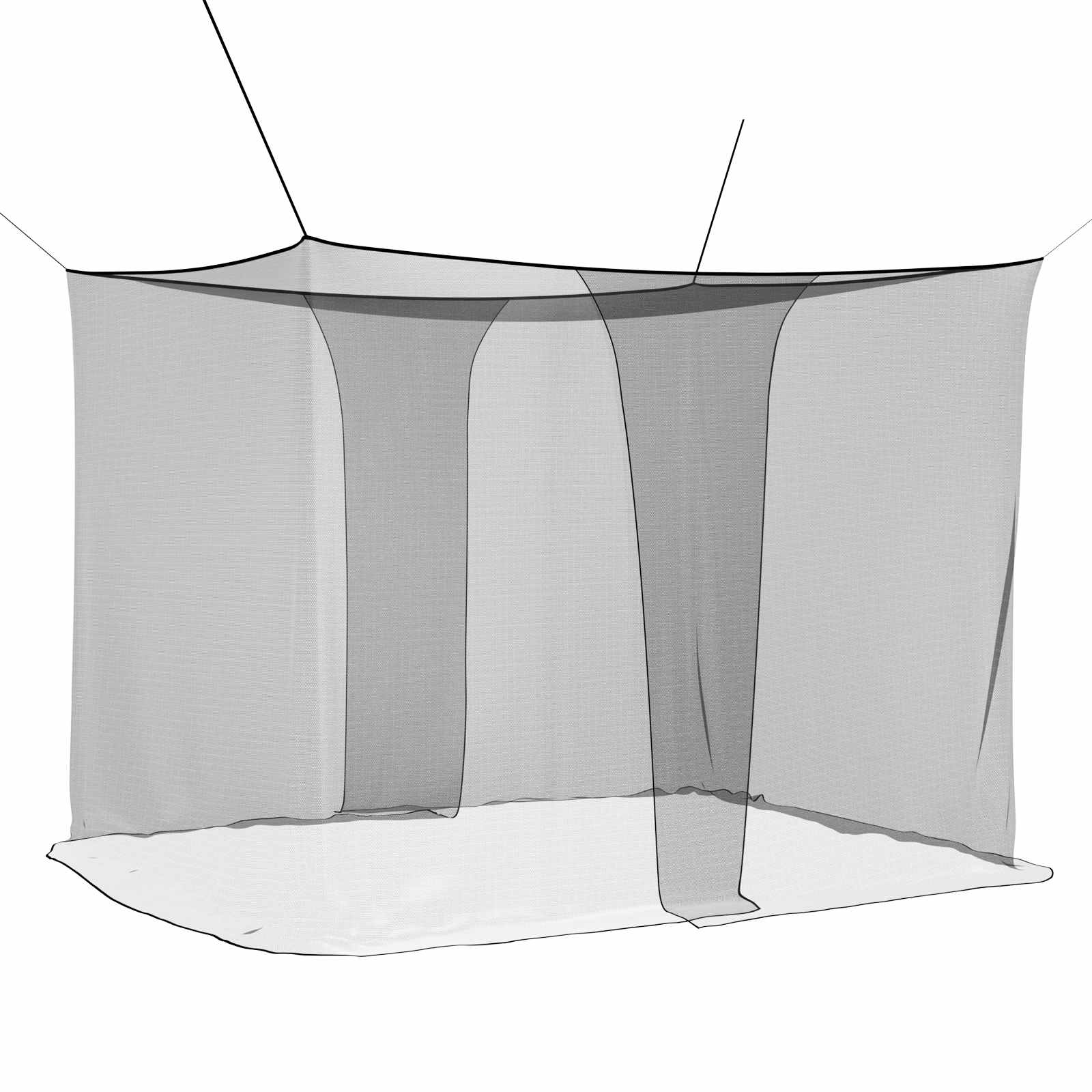 Mosquito Net pro postel 156 síť 3 pcs Černá Polyester - obrázek 2
