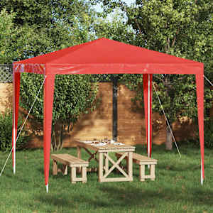 Zabavni šotor 250 x 250 x 240 cm Rdeča PE in jeklo