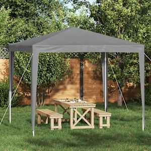 Zabavni šotor 250 x 250 x 240 cm Svetlo siva PE in jeklo