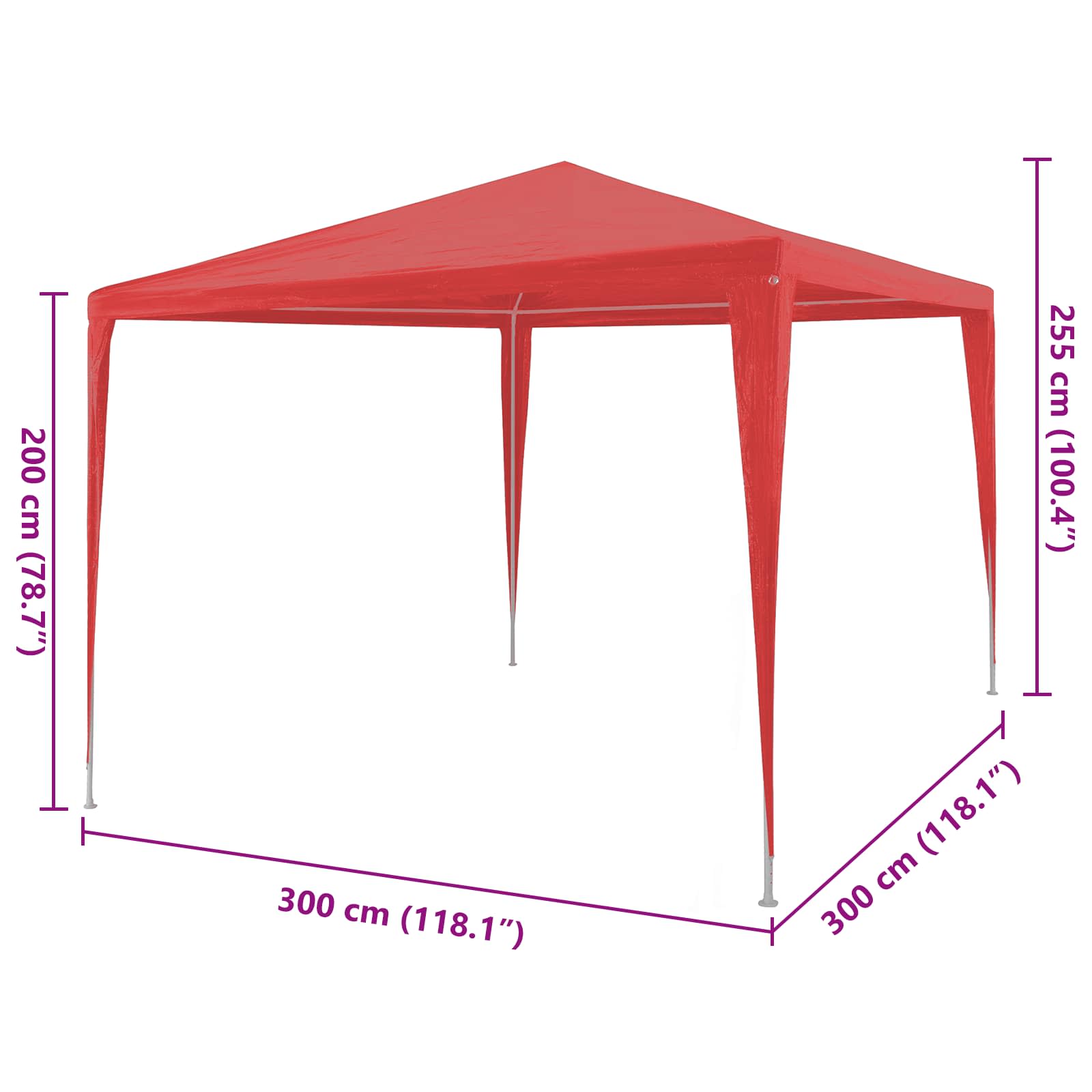 Partytent Rood 300 x 300 x 255 cm PE en staal image 7