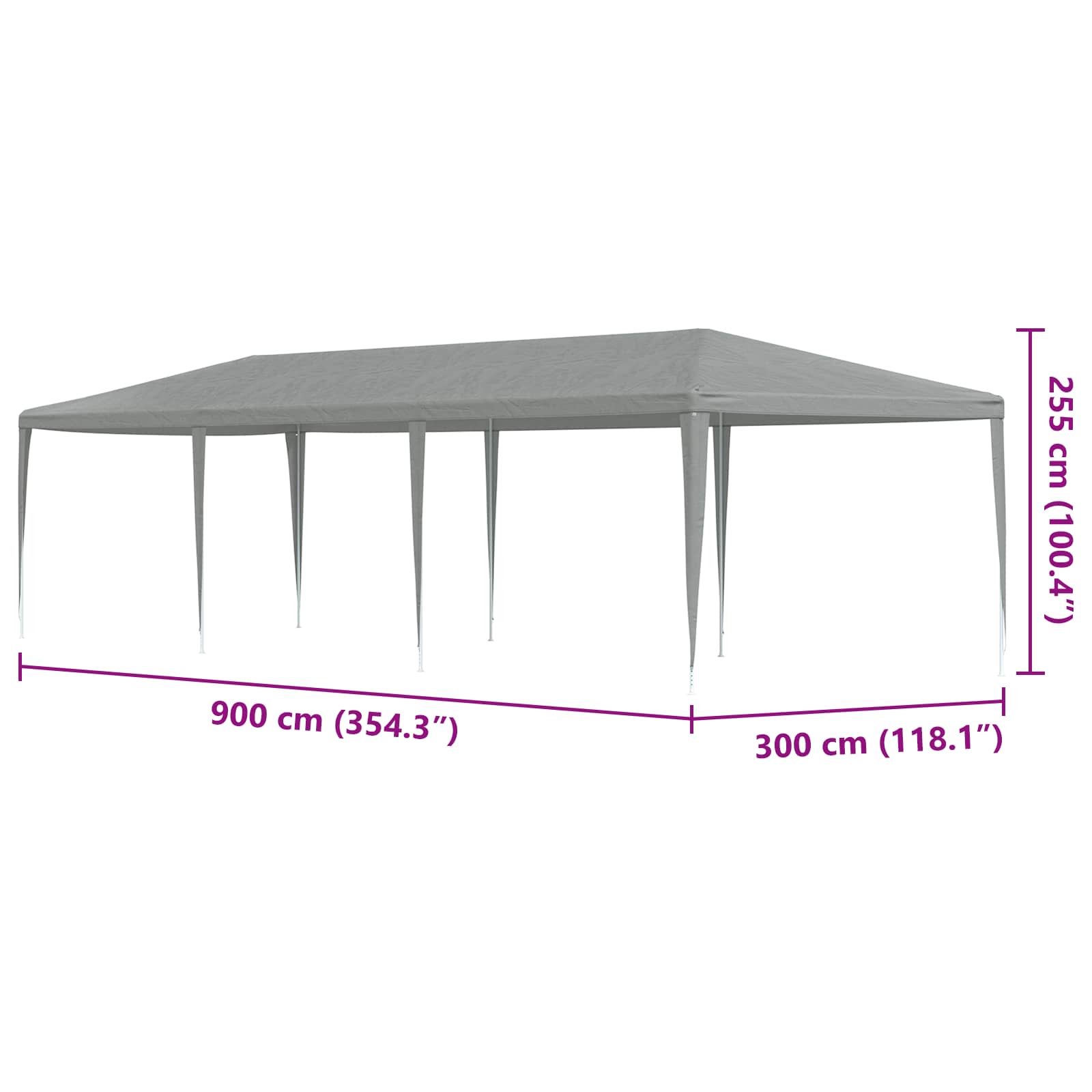 Partytent Lichtgrijs 900 x 300 x 255 cm PE en staal image 7