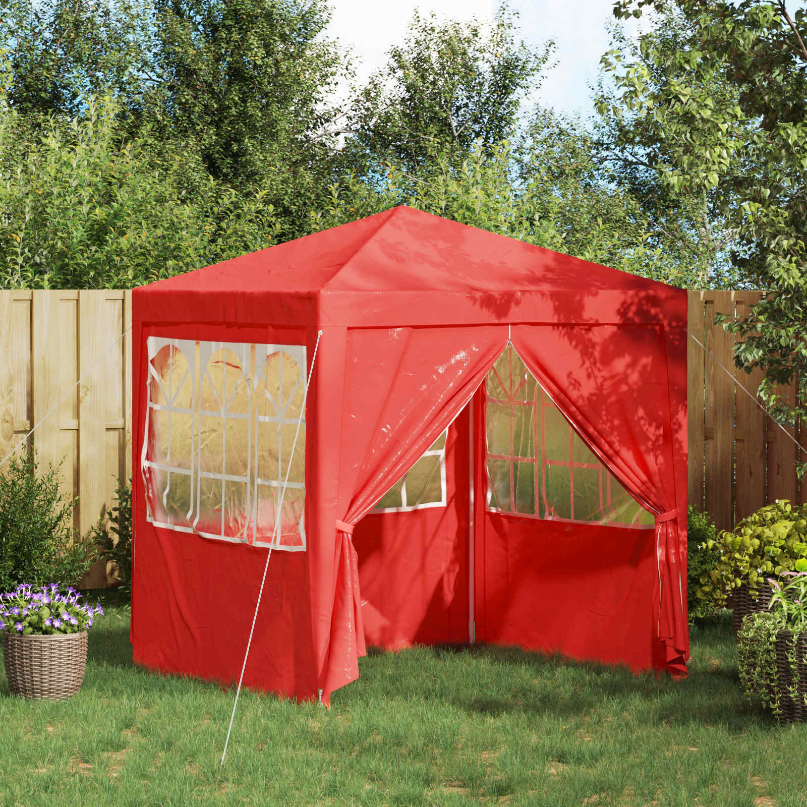 Partytent Rood 200 x 200 x 240 cm PE en staal image 1