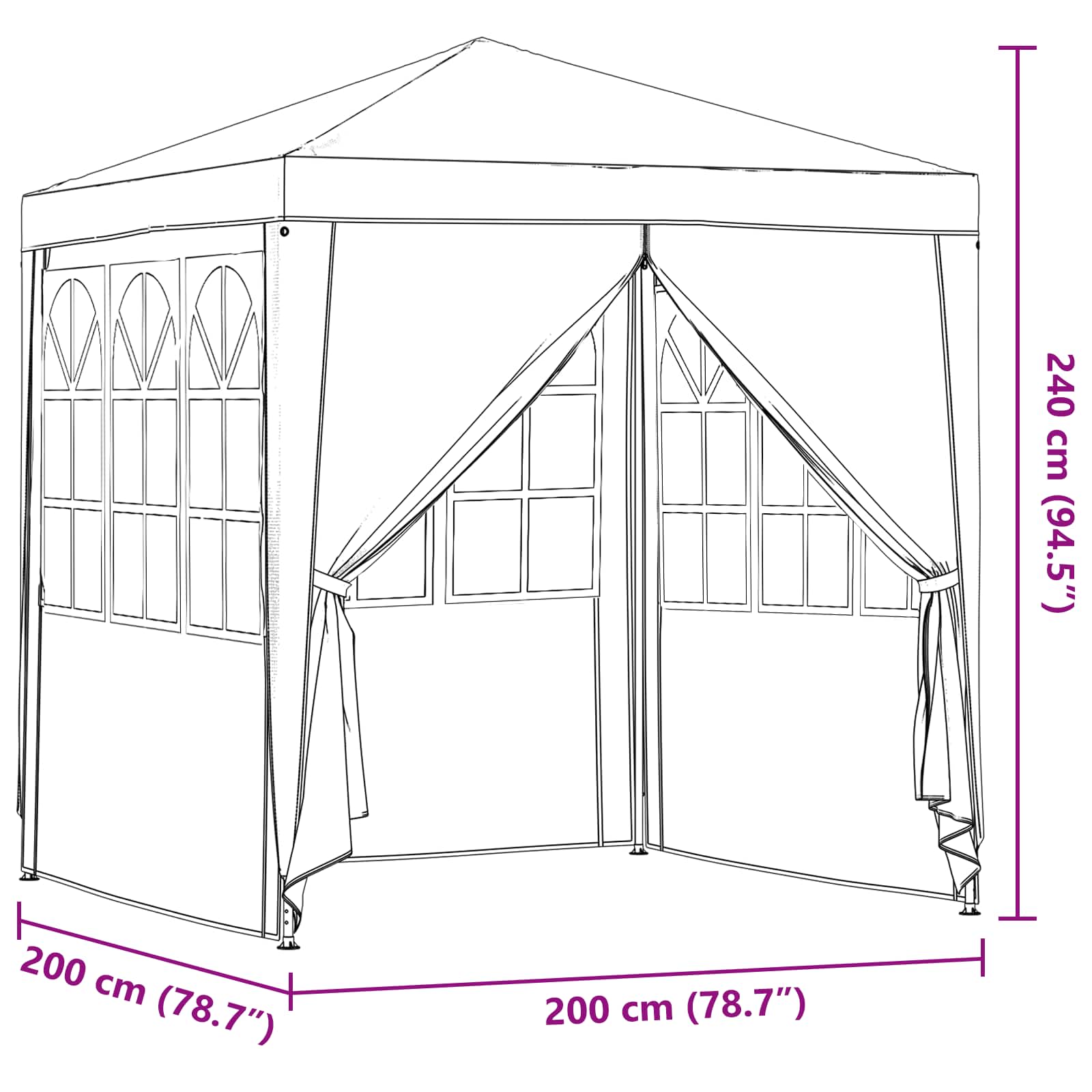 Partytent Lichtgrijs 200 x 200 x 240 cm PE en staal image 11
