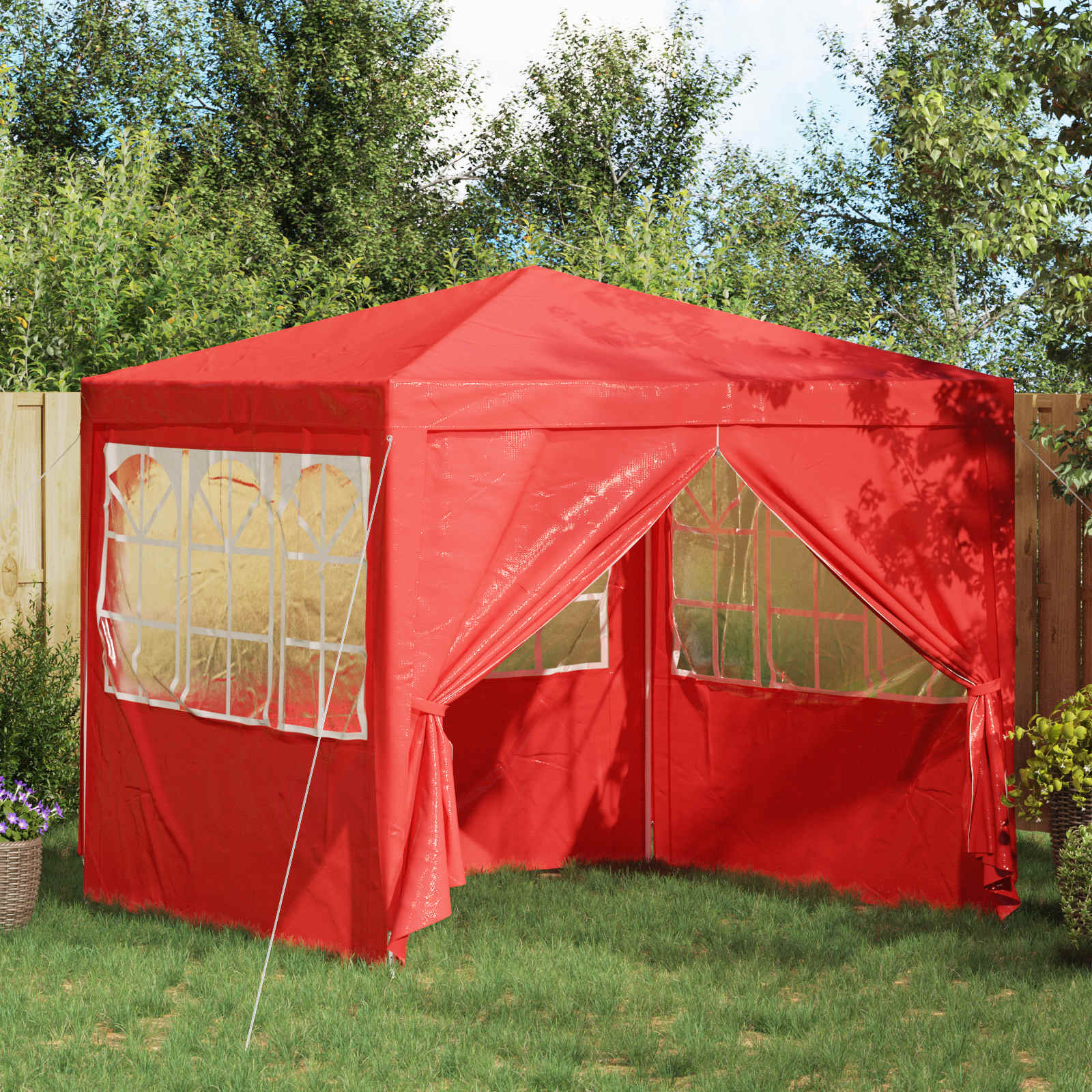 Partytent Rood 250 x 250 x 240 cm PE en staal image 1