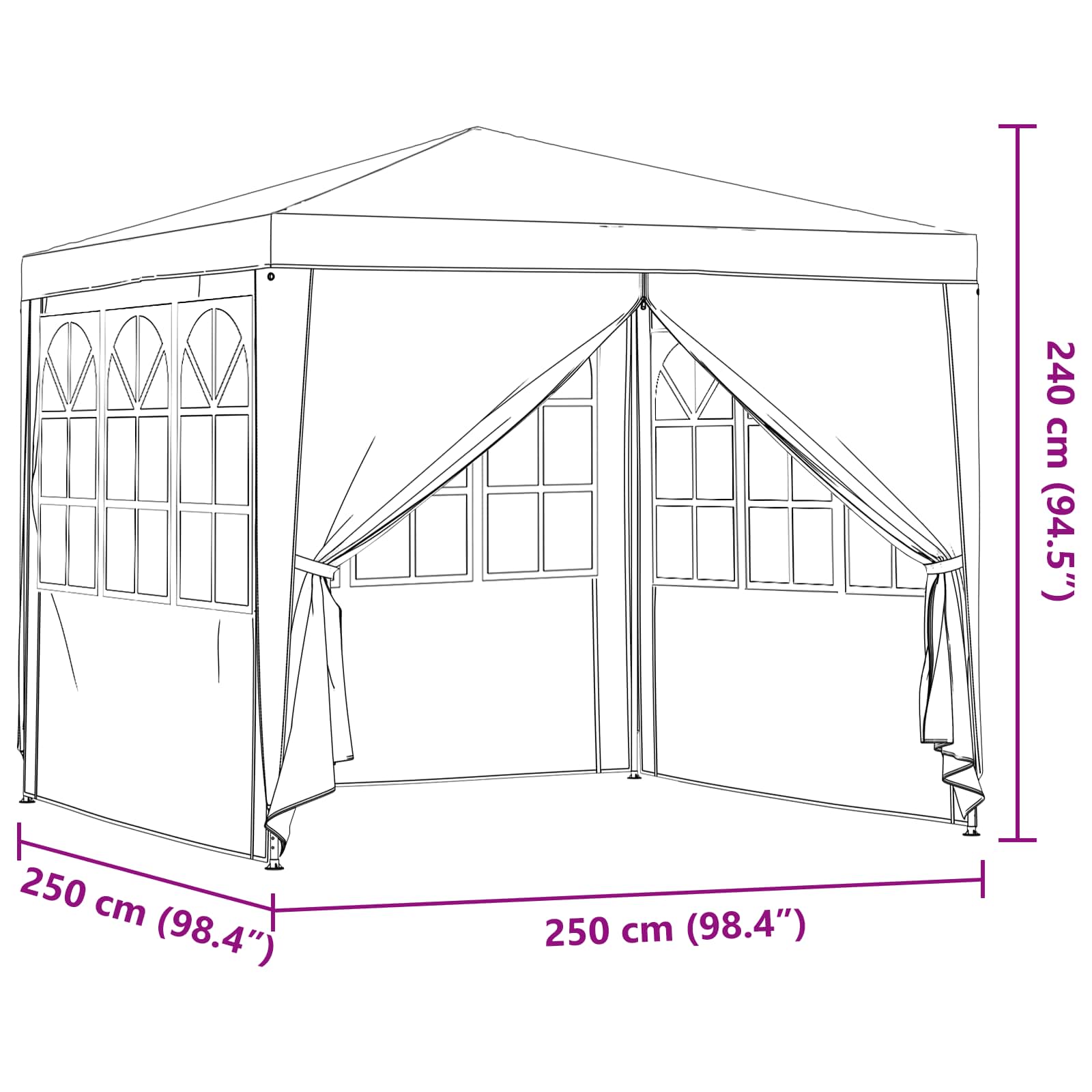 Partytent Rood 250 x 250 x 240 cm PE en staal image 11