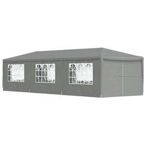 Zabavni šotor 900 x 300 x 255 cm Svetlo siva PE in jeklo