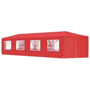 Zabavni šotor 1200 x 300 x 255 cm Rdeča PE in jeklo
