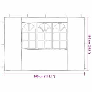 Boční stěna párty stanu 2 pcs 300 x 195 cm Světle šedá - obrázek 6