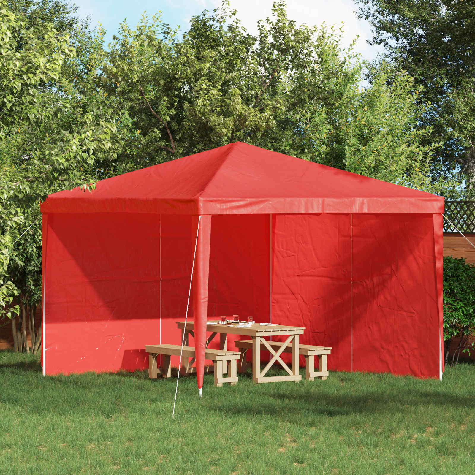 Party Tent Zijwand 2 pcs Rood 300 x 195 cm PE en staal image 1