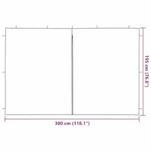 Boční stěna párty stanu 2 pcs Červená 300 x 195 cm PE a ocel - obrázek 6