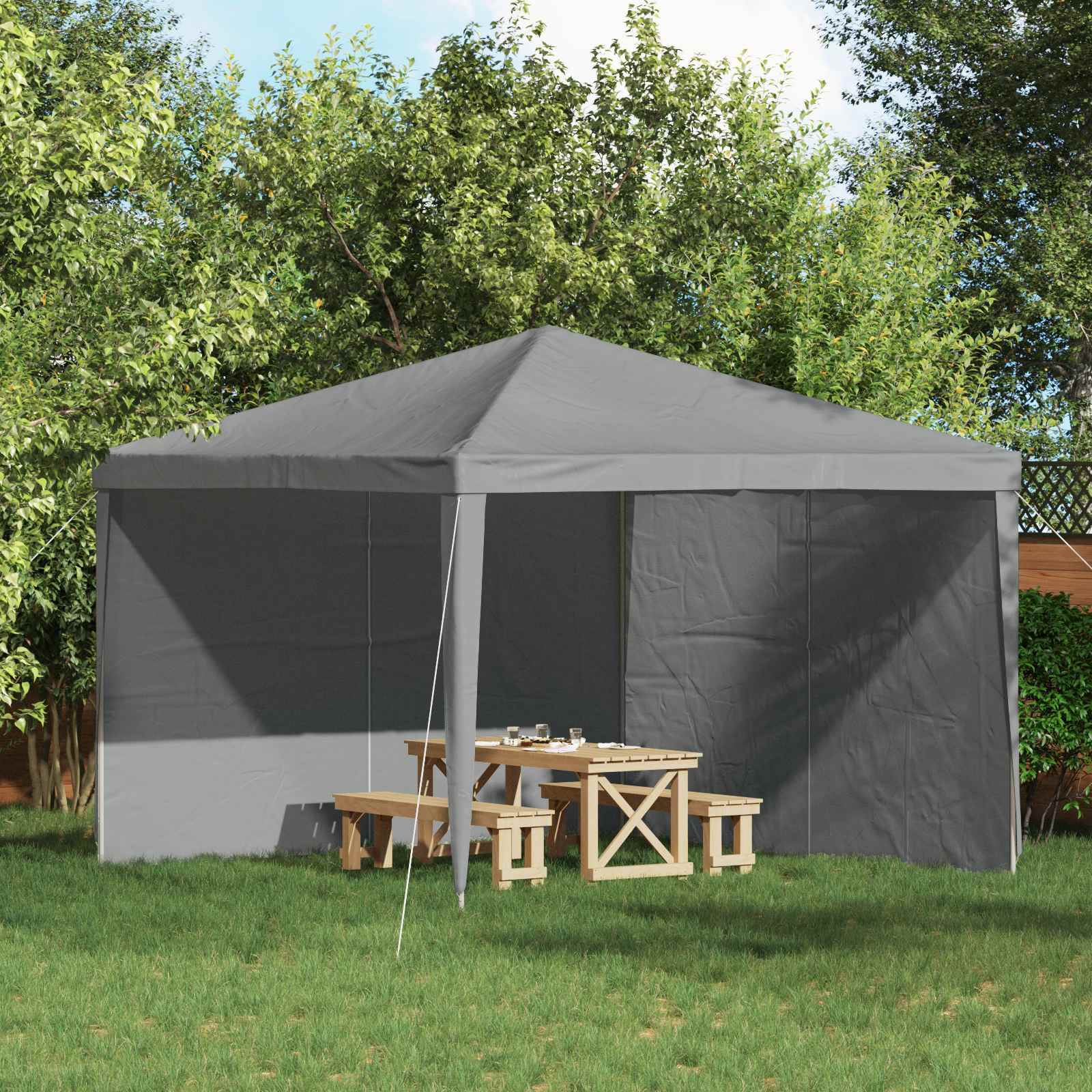 vidaXL Perete lateral pentru cort de petrecere 2 pcs Gri deschis