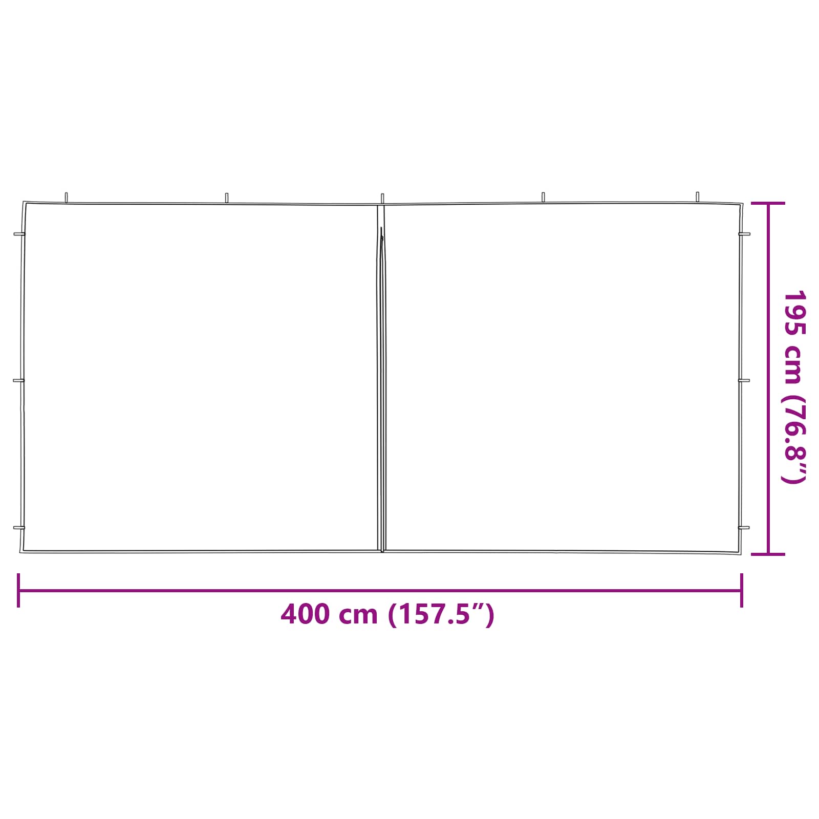Party Tent Zijwand 2 pcs Lichtgrijs 400 x 195 cm PE en staal image 6