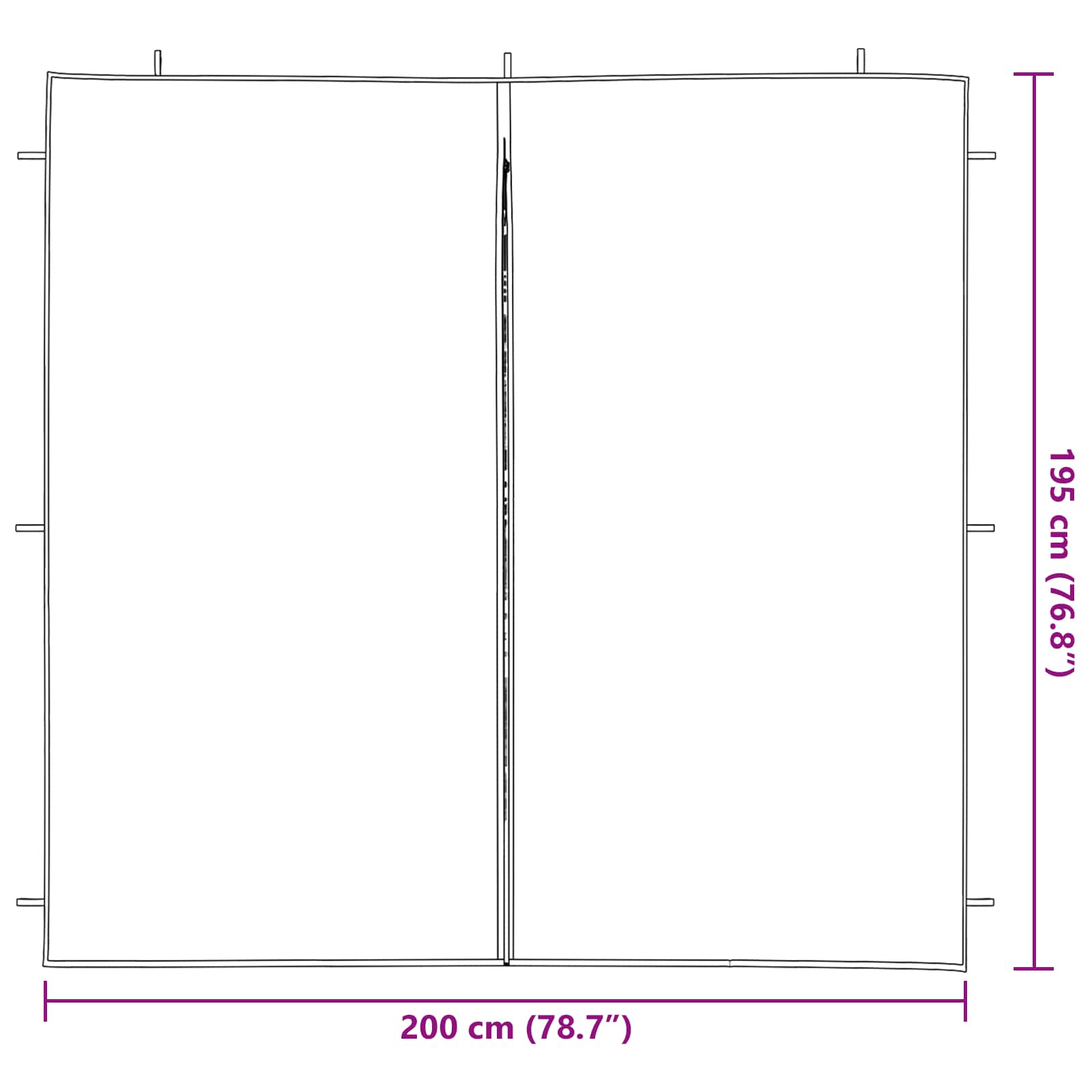 Party Tent Zijwand 2 pcs Wit 200 x 195 cm PE en staal image 6