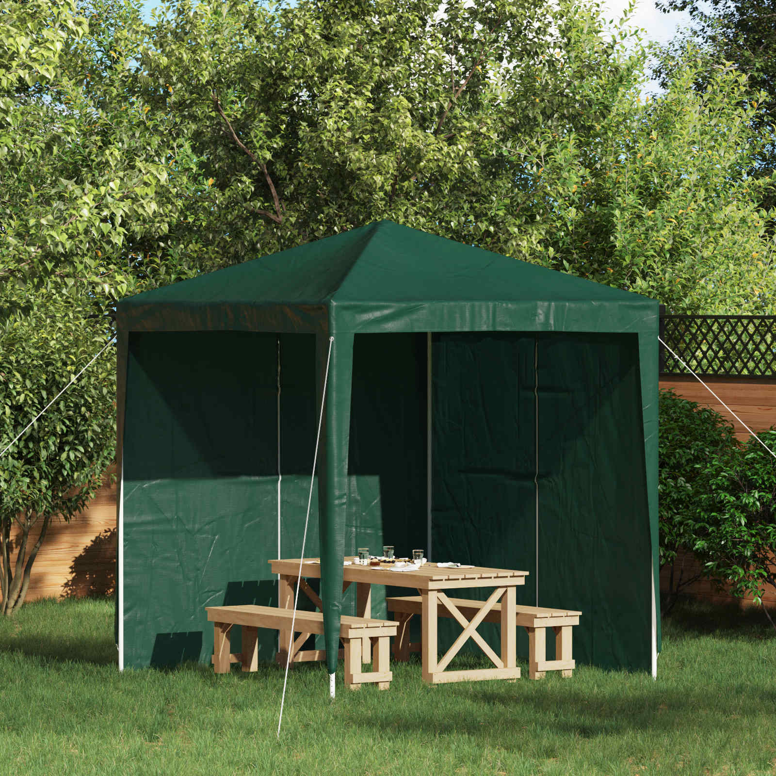 Party Tent Zijwand 2 pcs Groen 200 x 195 cm PE en staal image 1