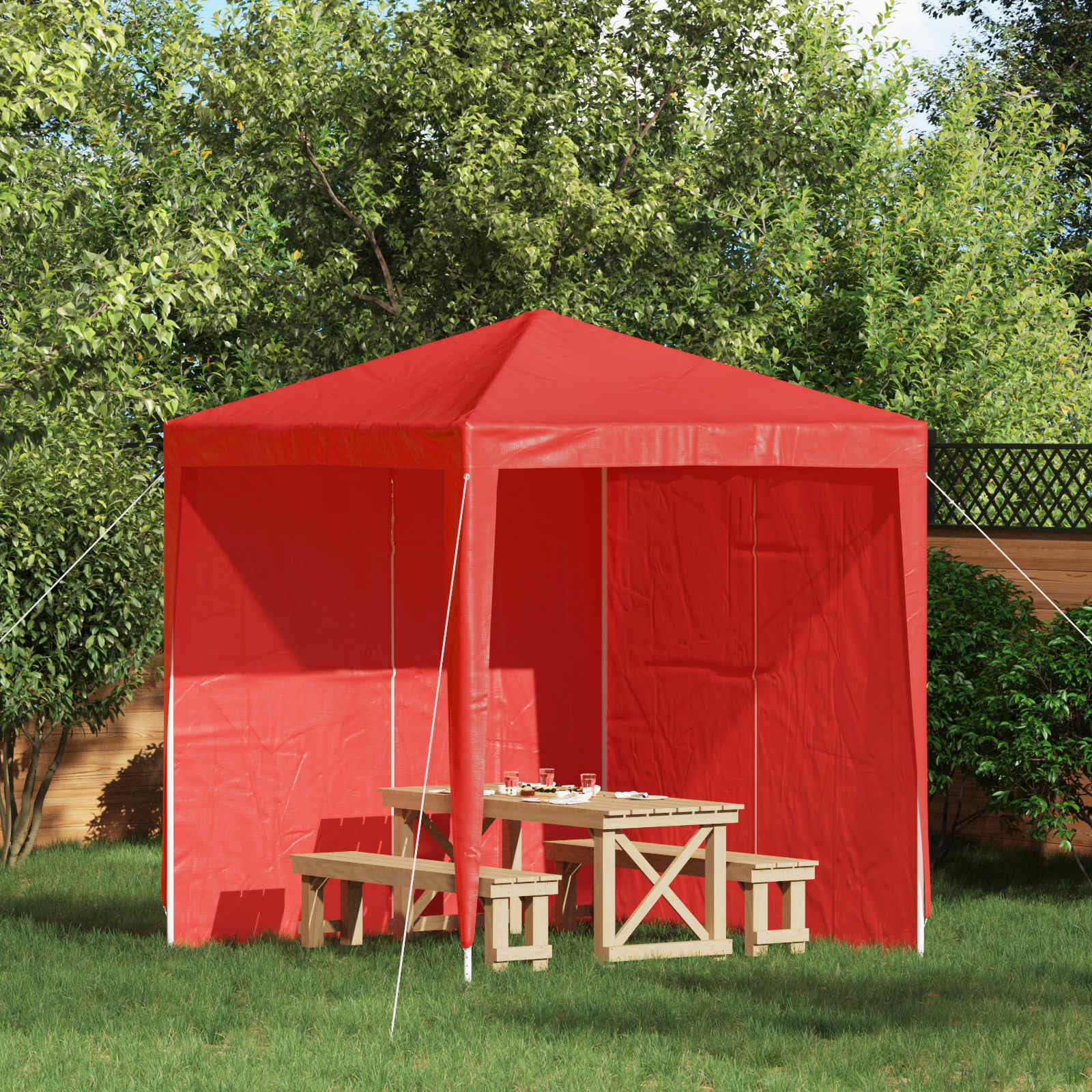 Party Tent Zijwand 2 pcs Rood 200 x 195 cm PE en staal image 1