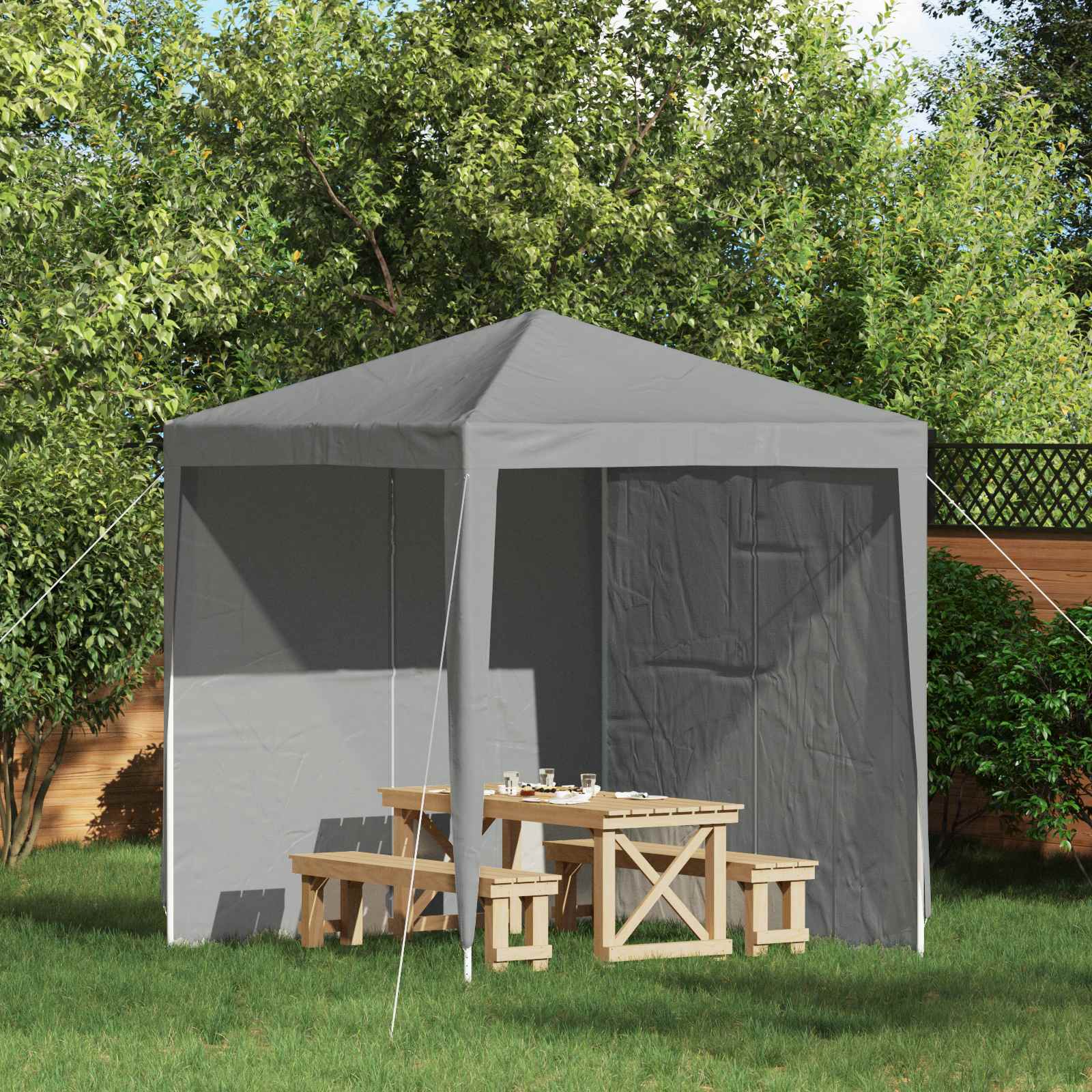 Party Tent Zijwand 2 pcs Lichtgrijs 200 x 195 cm PE en staal image 1