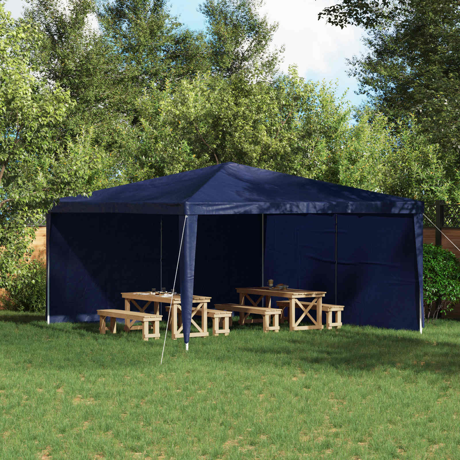 Party Tent Zijwand 2 pcs Blauw 400 x 195 cm PE en staal image 1