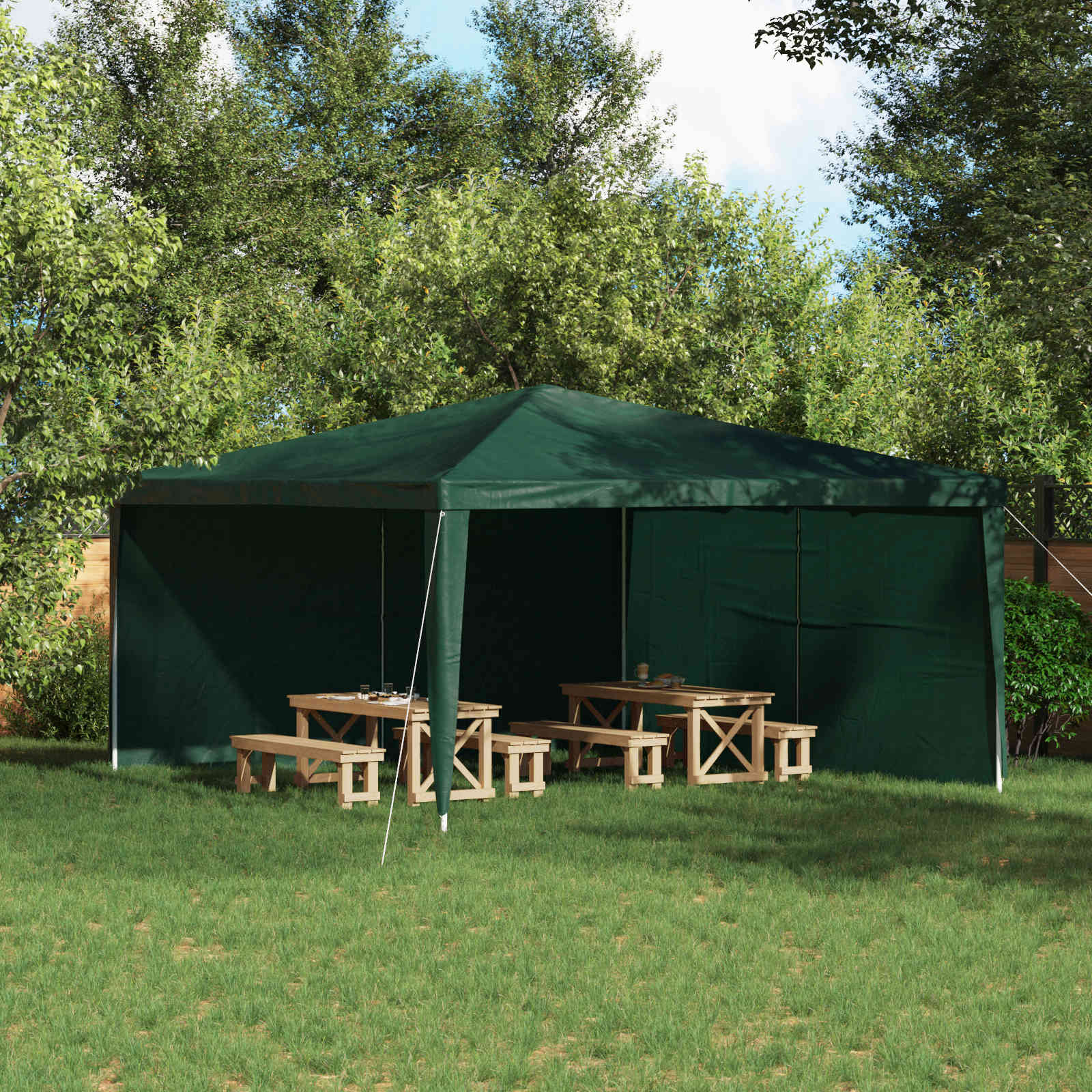Party Tent Zijwand 2 pcs Groen 400 x 195 cm PE en staal image 1