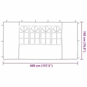 Boční stěna párty stanu 2 pcs 400 x 195 cm Červená PE a ocel - obrázek 6