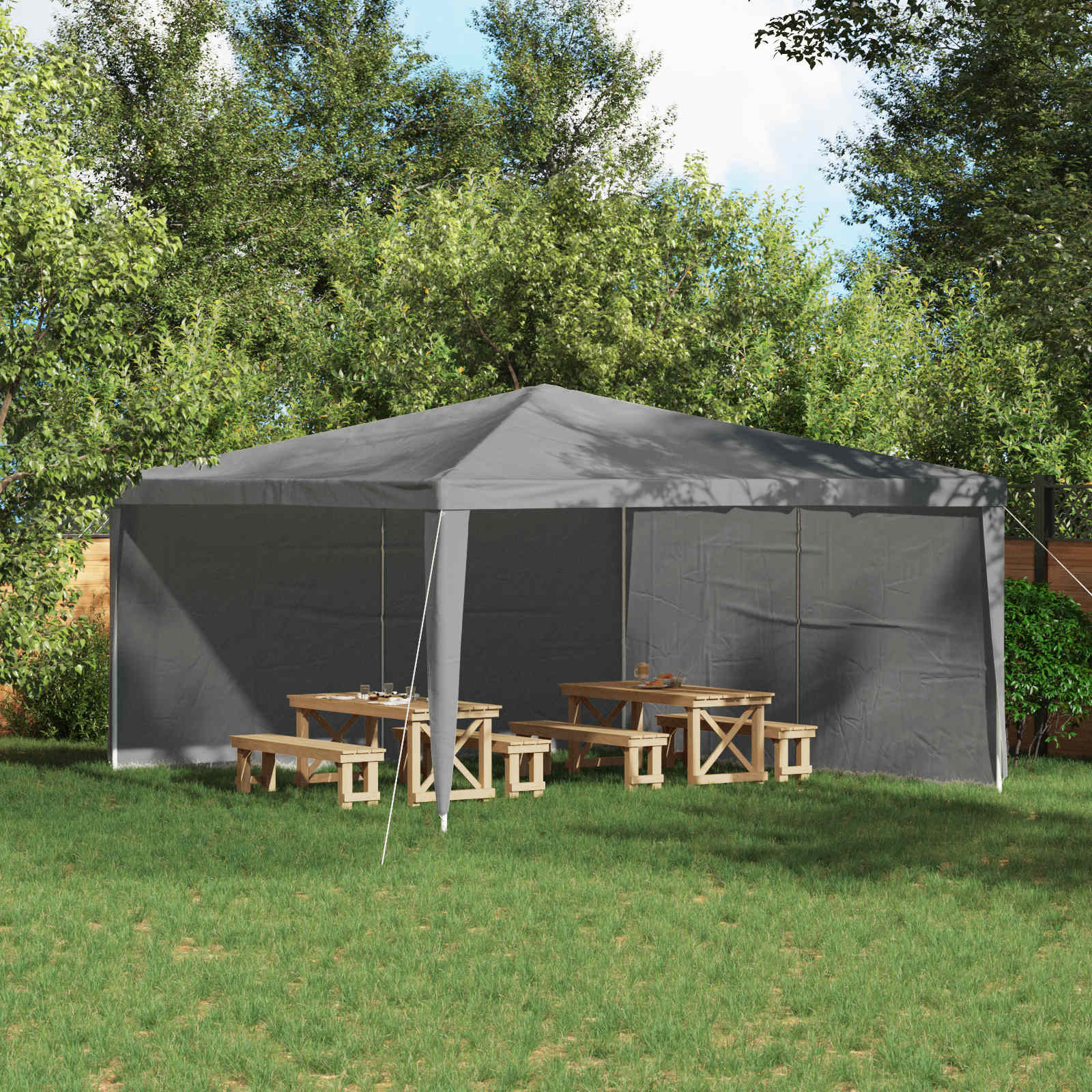 vidaXL Perete lateral pentru cort de petrecere 2 pcs Gri deschis