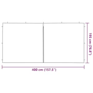 Boční stěna párty stanu 2 ks 400 x 195 cm Světle šedá PE a ocel - obrázek 6