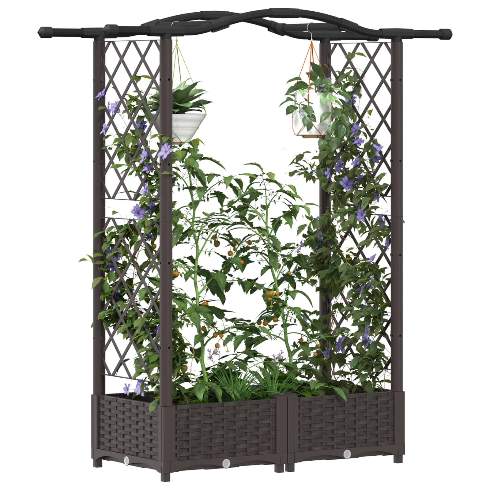 Verhoogd Bed met Trellis en Dak Bruin 124 x 40 x 125 cm PP image 3