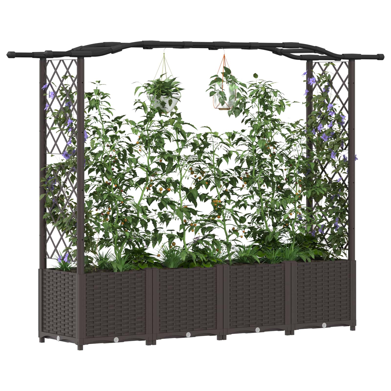 Verhoogd Bed met Trellis en Dak Bruin 204 x 40 x 141 cm PP image 3