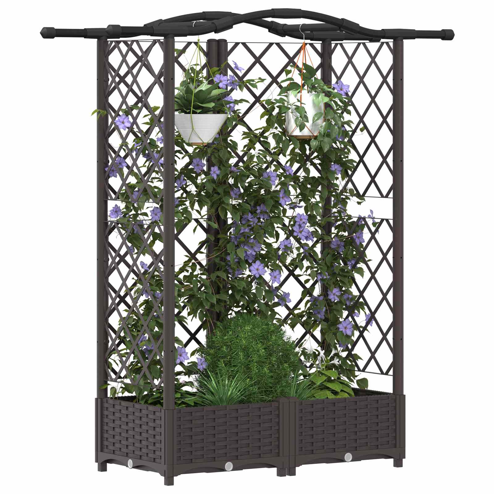 Verhoogd Bed met Trellis en Dak Bruin 124 x 40 x 126 cm PP image 3