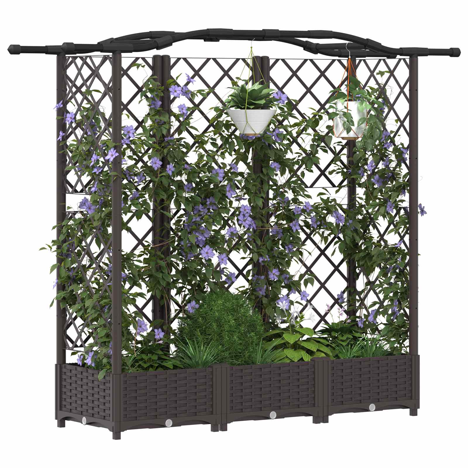 Verhoogd Bed met Trellis en Dak Bruin 163 x 40 x 126 cm PP image 3