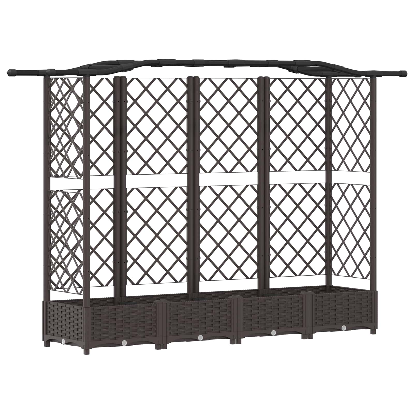 Verhoogd Bed met Trellis en Dak Bruin 203,5 x 40 x 125 cm PP image 2