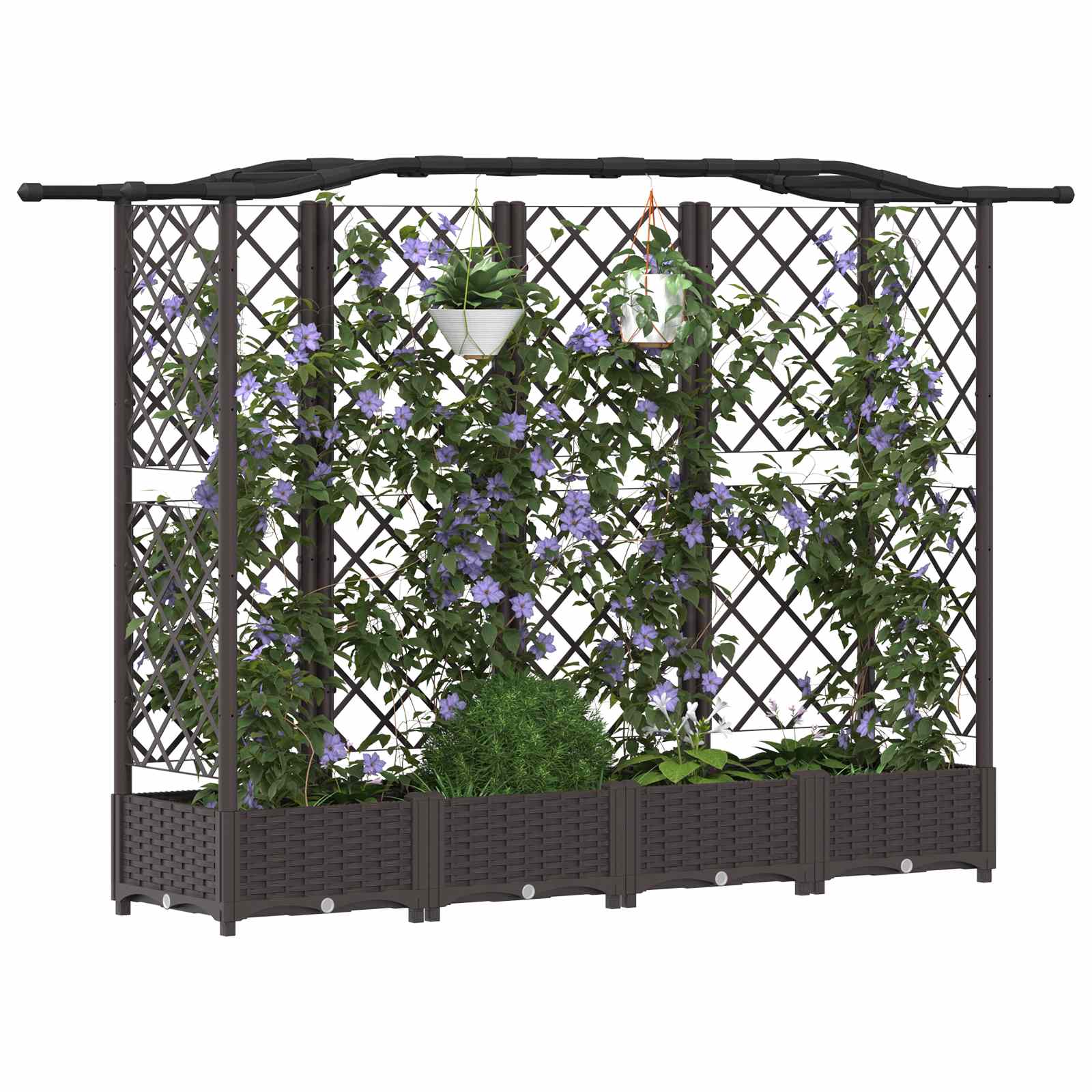 Verhoogd Bed met Trellis en Dak Bruin 203,5 x 40 x 125 cm PP image 3