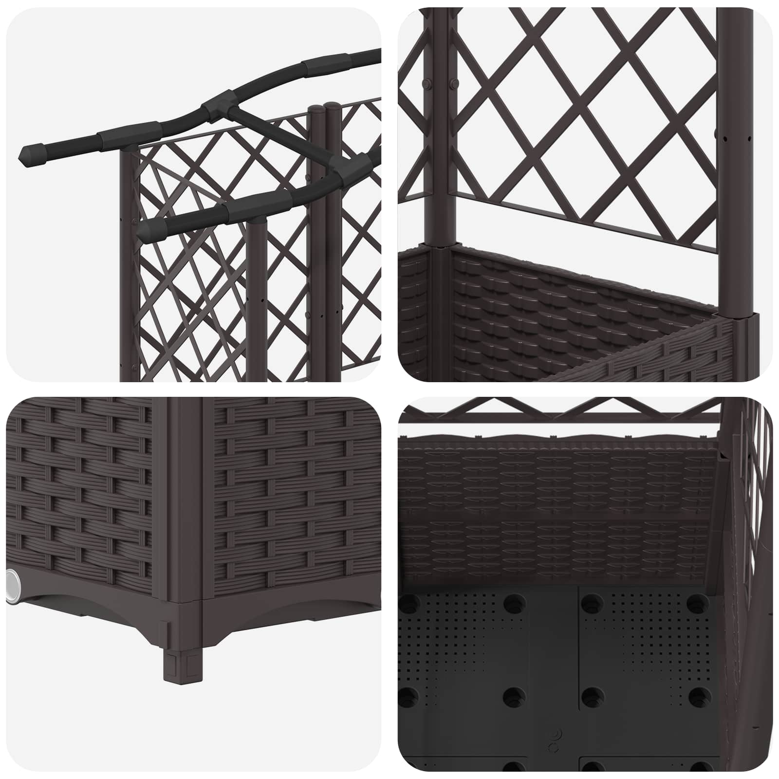 Verhoogd Bed met Trellis en Dak Bruin 122 x 40 x 141 cm PP image 6