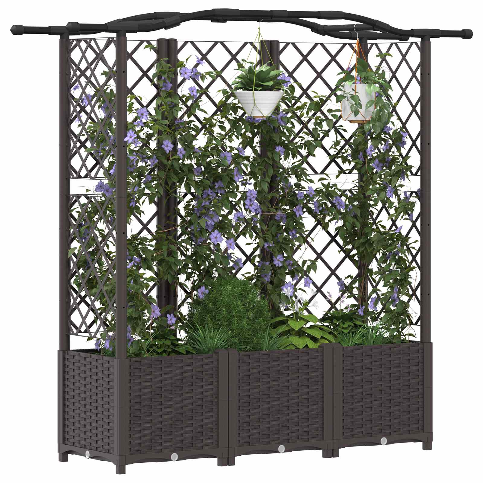 Verhoogd Bed met Trellis en Dak Bruin 163 x 40 x 141 cm PP image 3
