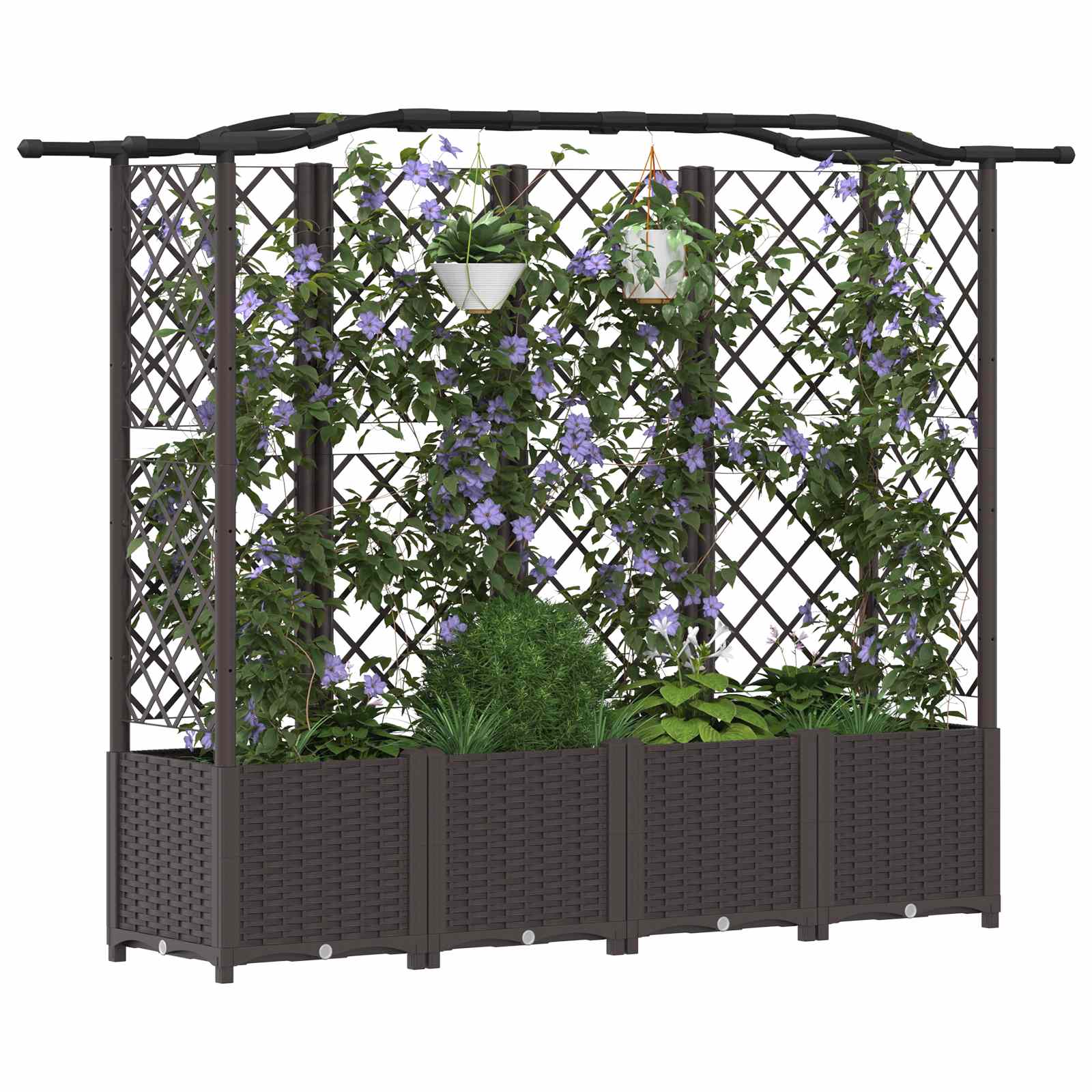 Verhoogd Bed met Trellis en Dak Bruin 204 x 40 x 141 cm PP image 3