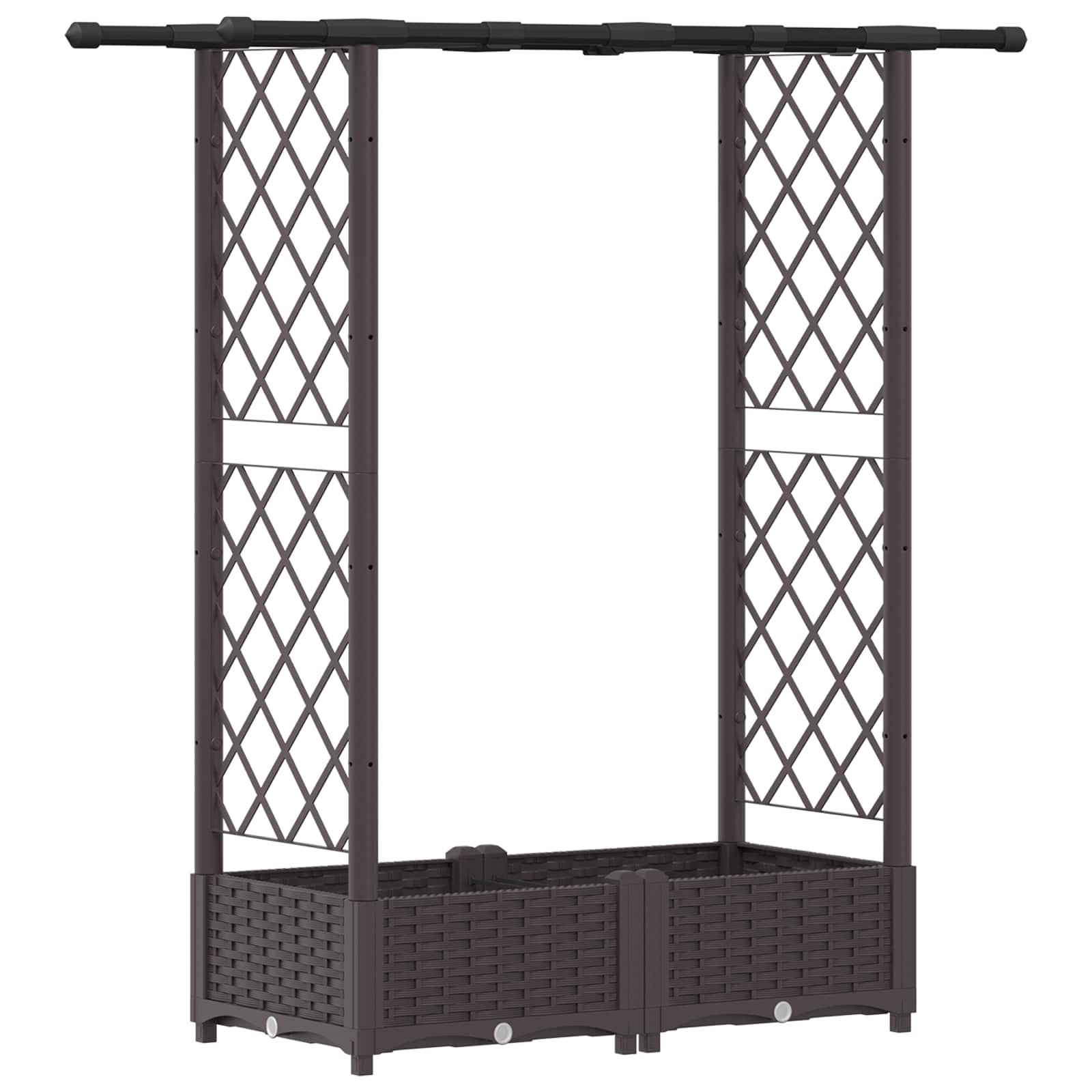 Verhoogd Bed met Trellis en Dak Bruin 122,5 x 40 x 123 cm PP image 2
