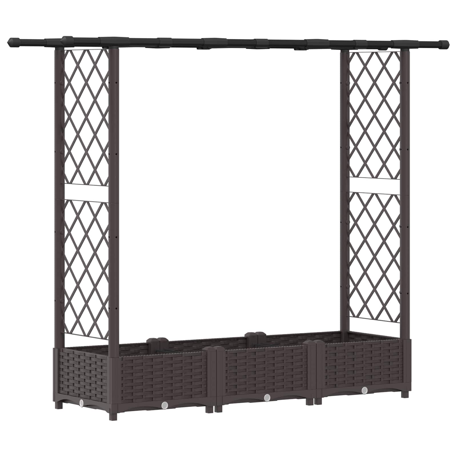 vidaXL Vyvýšený záhon s mriežkou a strechou Hnedá 164 x 40 x 121 cm PP