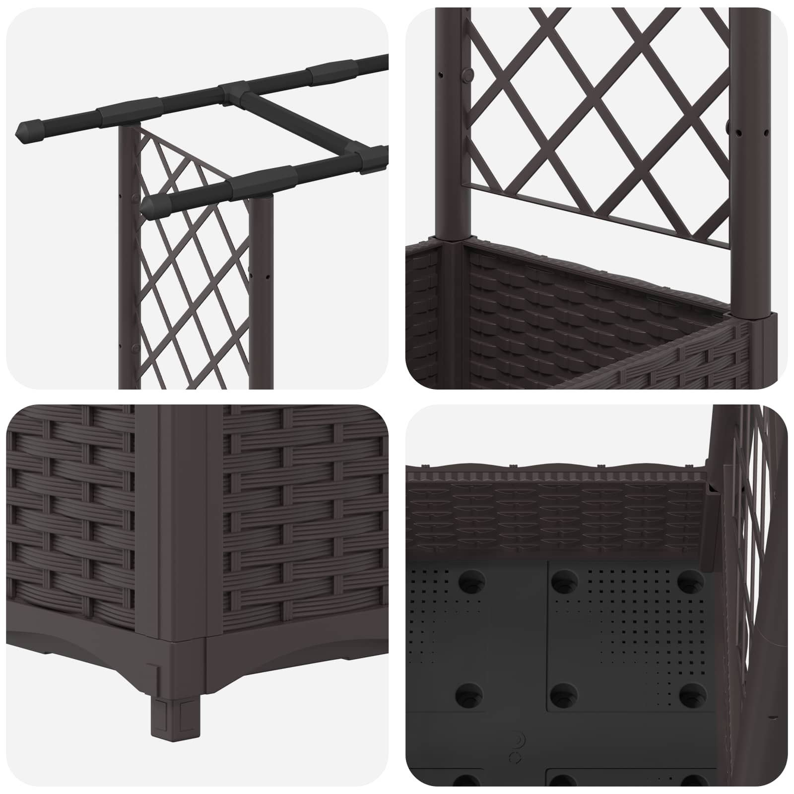 Verhoogd Bed met Trellis en Dak Bruin 203 x 40 x 123 cm PP image 6