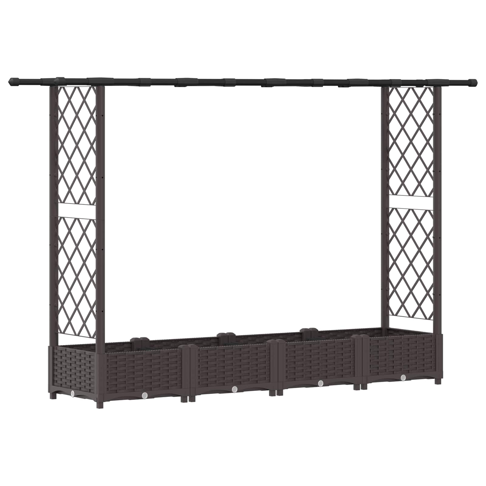 Verhoogd Bed met Trellis en Dak Bruin 203 x 40 x 123 cm PP image 2