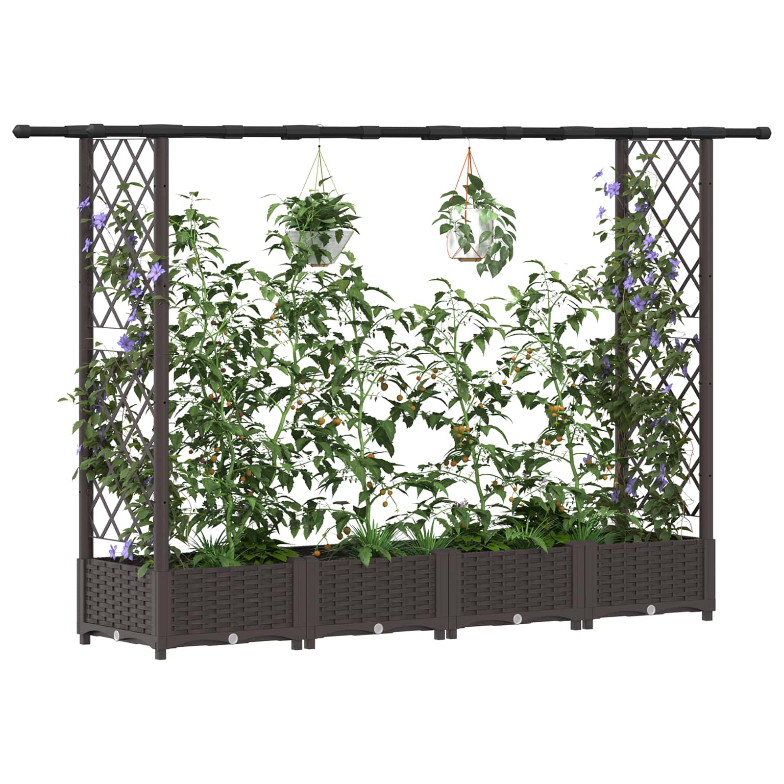 Verhoogd Bed met Trellis en Dak Bruin 203 x 40 x 123 cm PP image 3