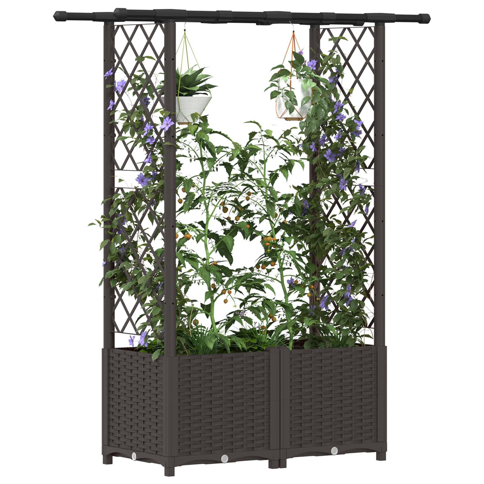 Verhoogd Bed met Trellis en Dak Bruin 124,5 x 40 x 138 cm PP image 3