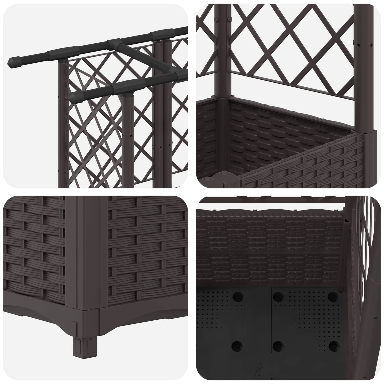 Verhoogd Bed met Trellis en Dak Bruin 203 x 40 x 138 cm PP image 6