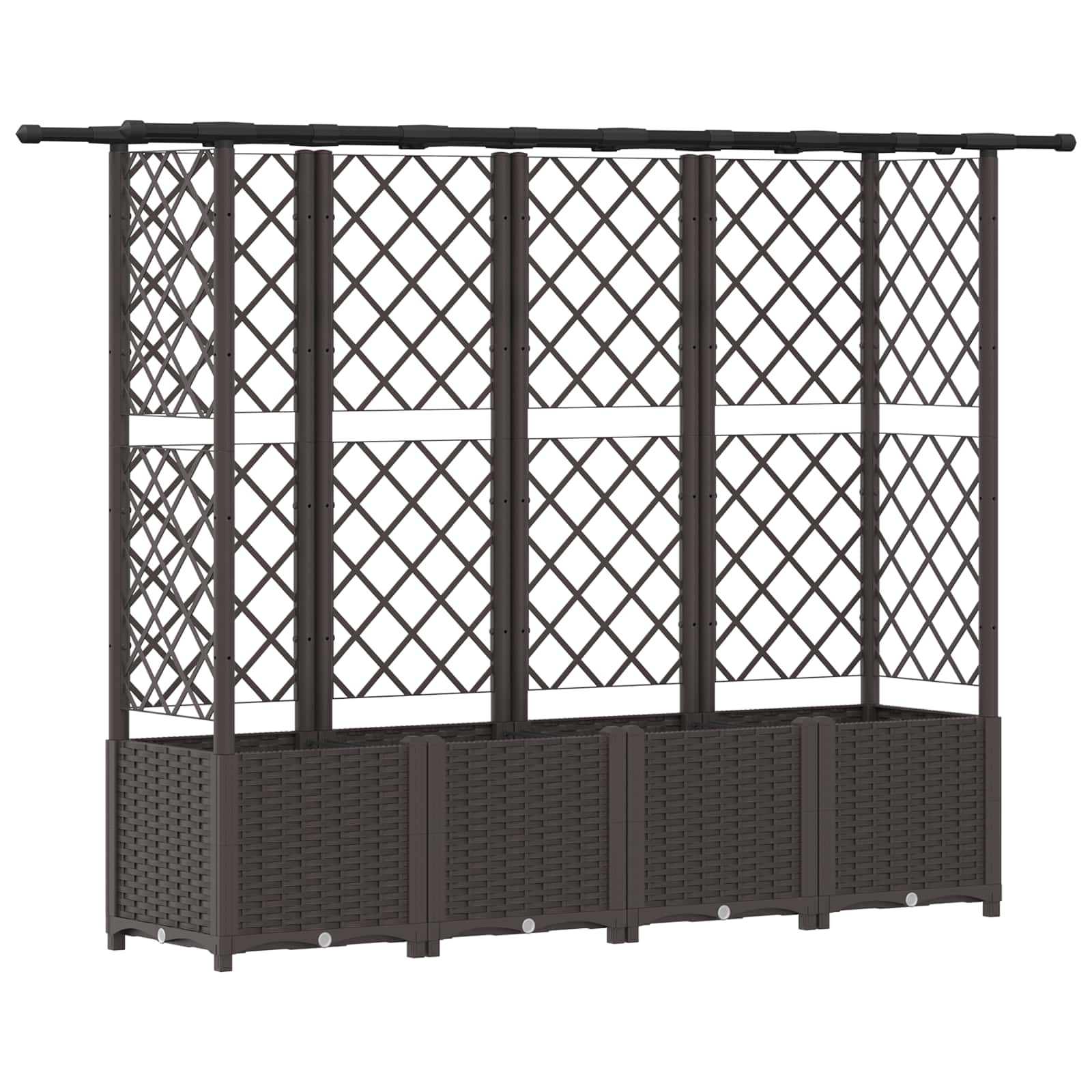 Verhoogd Bed met Trellis en Dak Bruin 203 x 40 x 138 cm PP image 2