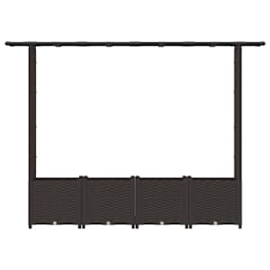 Vyvýšený záhon s treláží a střechou Hnědá 203 x 40 x 136 cm PP - obrázek 4