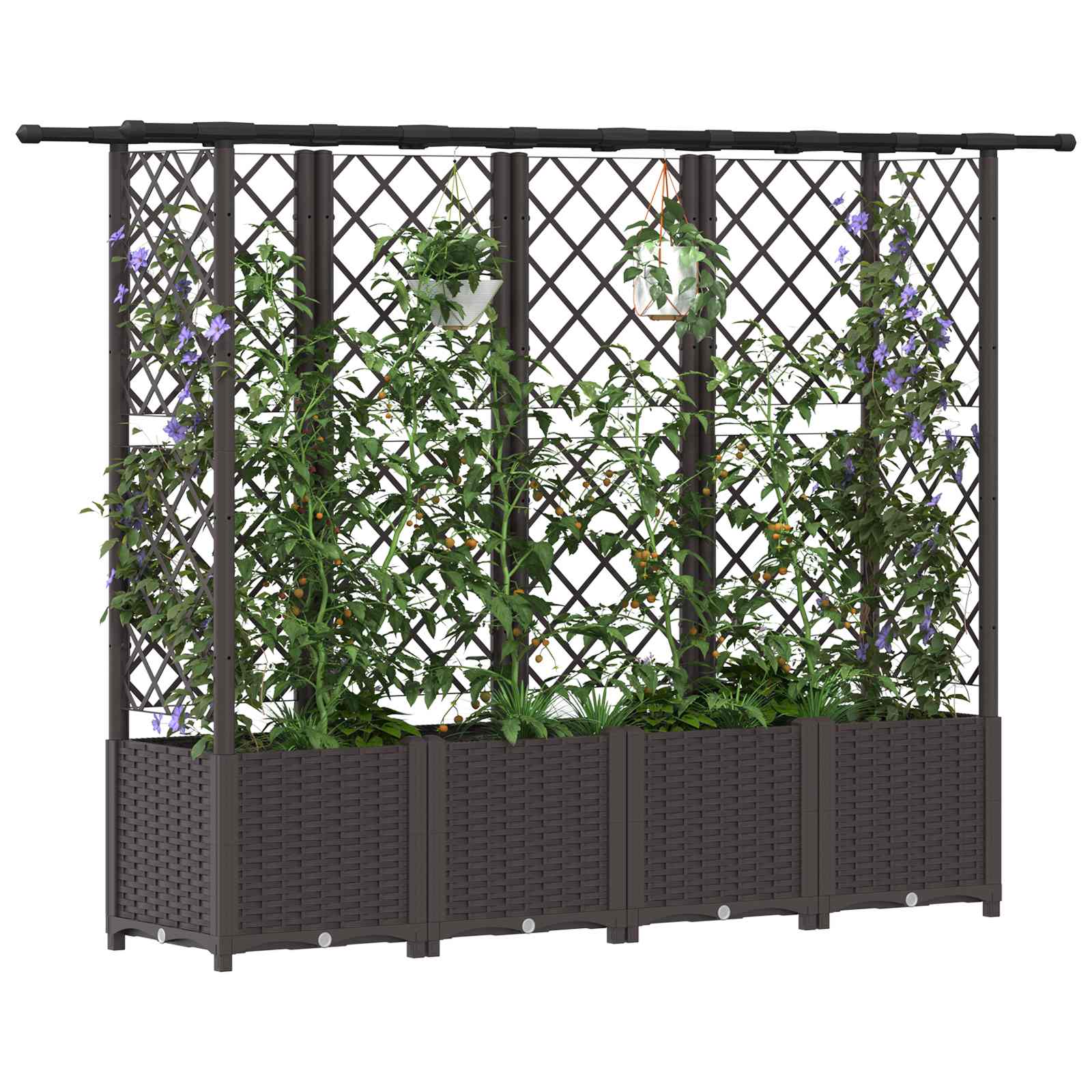 Verhoogd Bed met Trellis en Dak Bruin 203 x 40 x 138 cm PP image 3