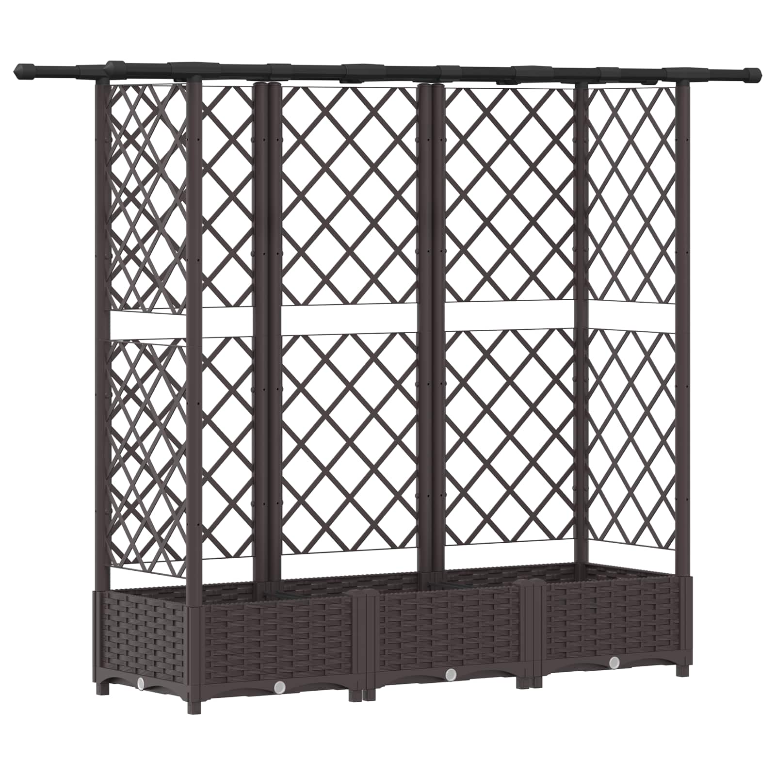vidaXL Vyvýšený záhon s mriežkou a strechou Hnedá 164 x 40 x 121 cm PP