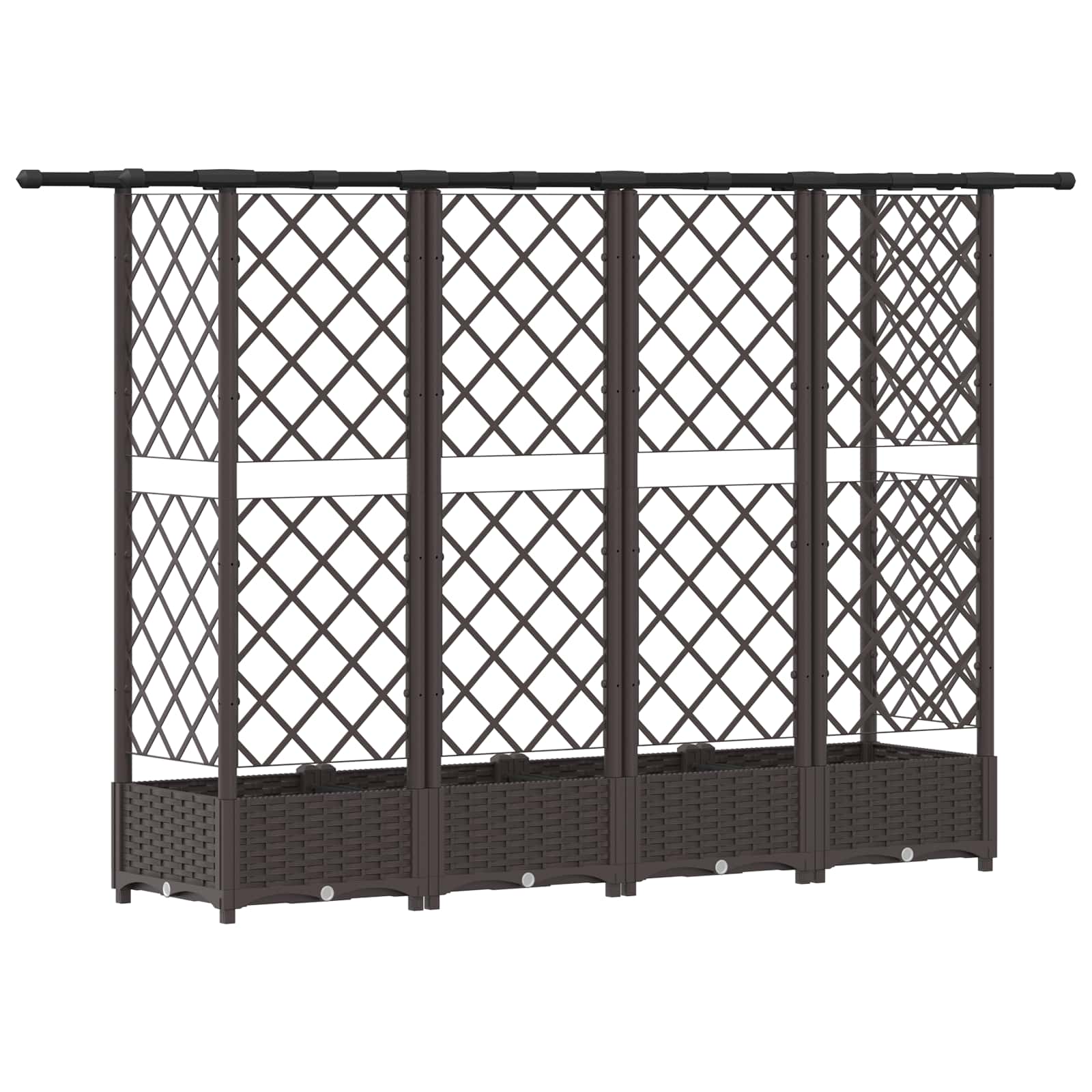 Verhoogd Bed met Trellis en Dak Bruin 202,5 x 40 x 123 cm PP image 2