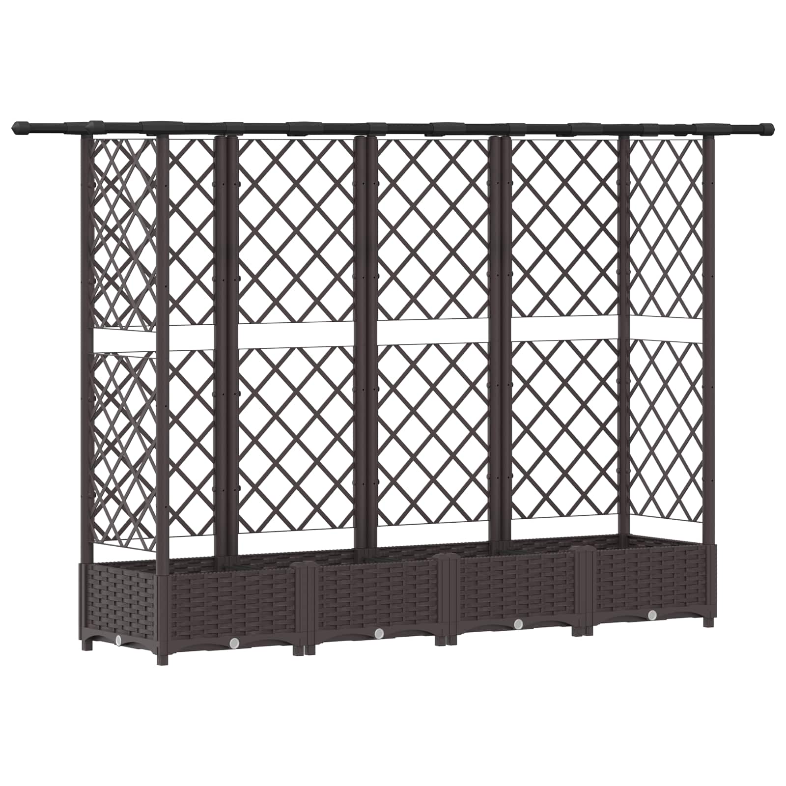 Verhoogd Bed met Trellis en Dak Bruin 202,5 x 40 x 123 cm PP image 5