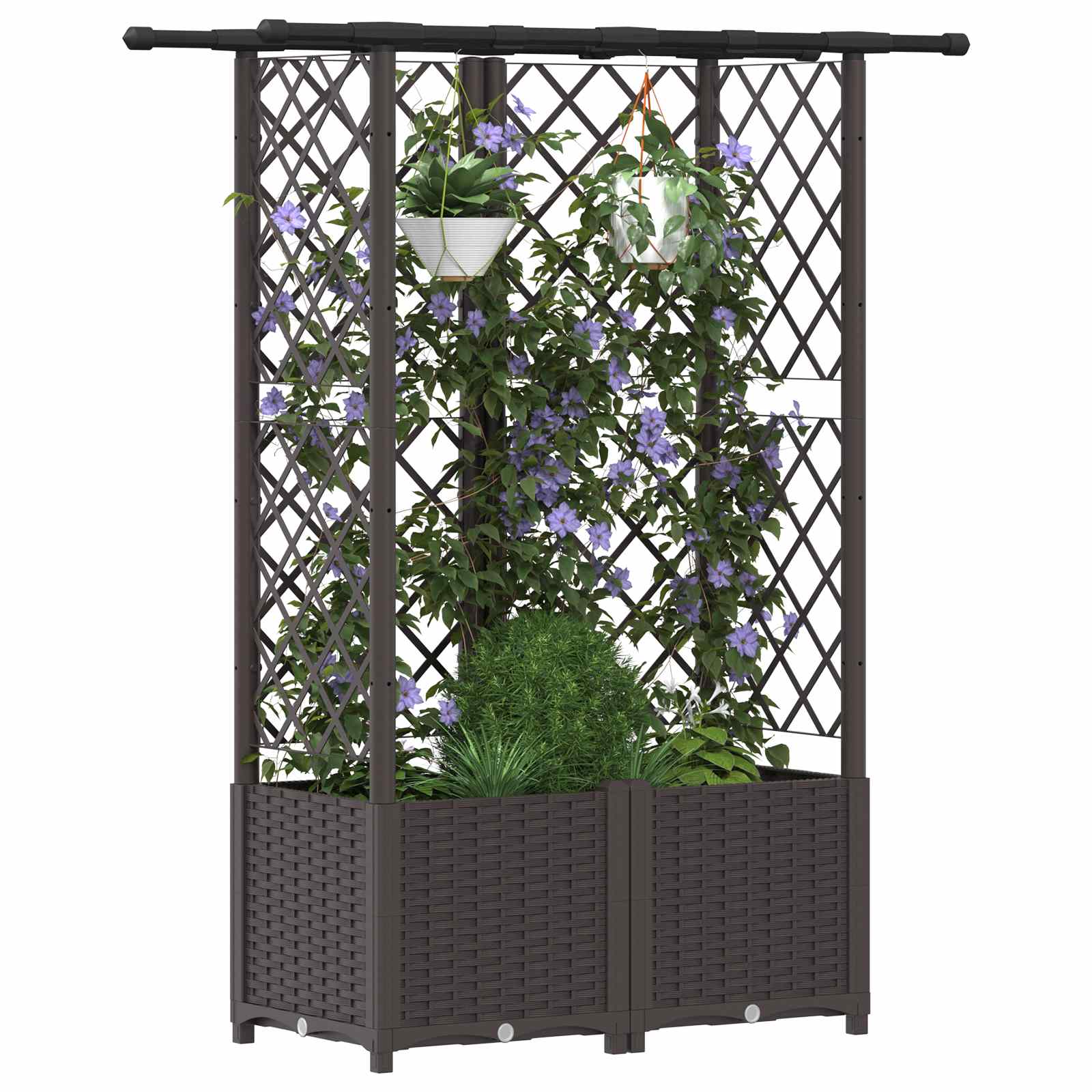 Verhoogd Bed met Trellis en Dak Bruin 124 x 40 x 138 cm PP image 3