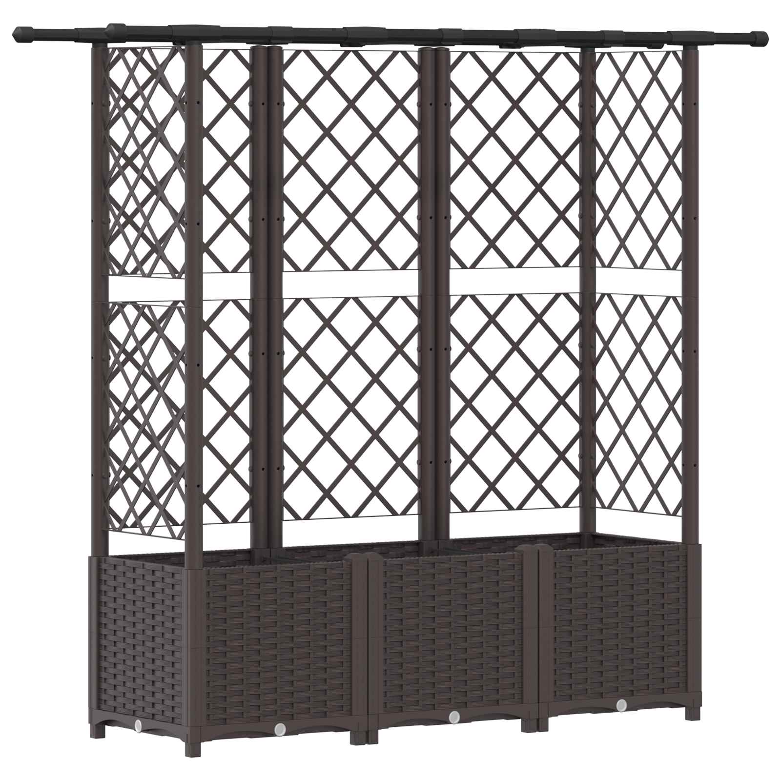 Verhoogd Bed met Trellis en Dak Bruin 163,5 x 40 x 138 cm PP image 2