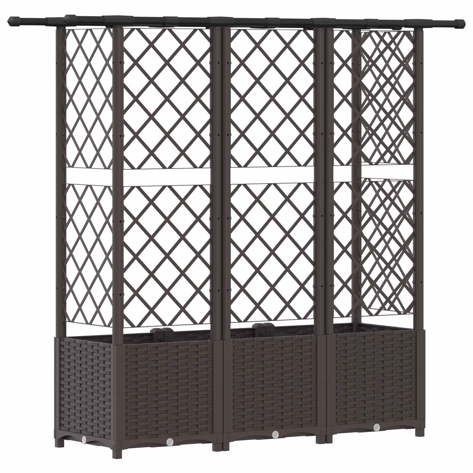 Verhoogd Bed met Trellis en Dak Bruin 163,5 x 40 x 138 cm PP image 5